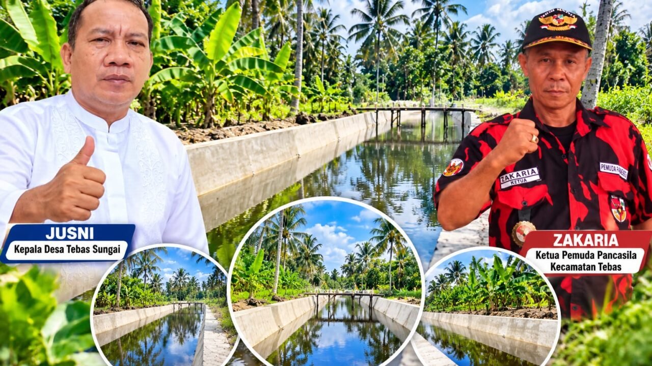 Kepala Desa Tebas Sungai dan Ketua Pemuda Pancasila Tebas Apresiasi Pembangunan Irigasi Rawa