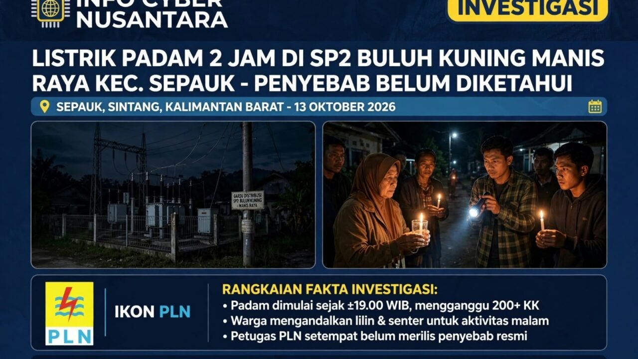 Listrik Padam Sekitar 2 Jam Di SP2 Buluh Kuning Manis Raya Kec. Sepauk, Kabupaten Sintang – 14 Oktober 2026